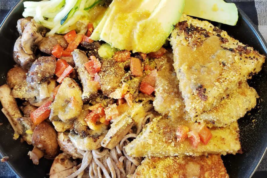 Panko-Crusted Tempeh with Soba Noodles